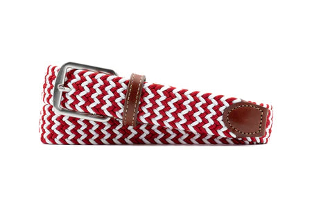 Martin Dingman - Collegiate Newport Woven Italian Rayon Elastic Belt - Red/White