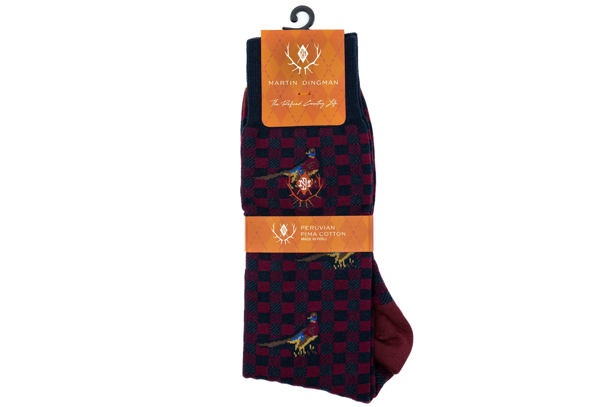 Martin Dingman - Pheasant Peruvian Pima Cotton Socks - Navy
