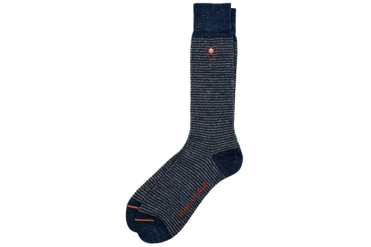Martin Dingman - Stripe Alpaca Yarn Socks - Navy