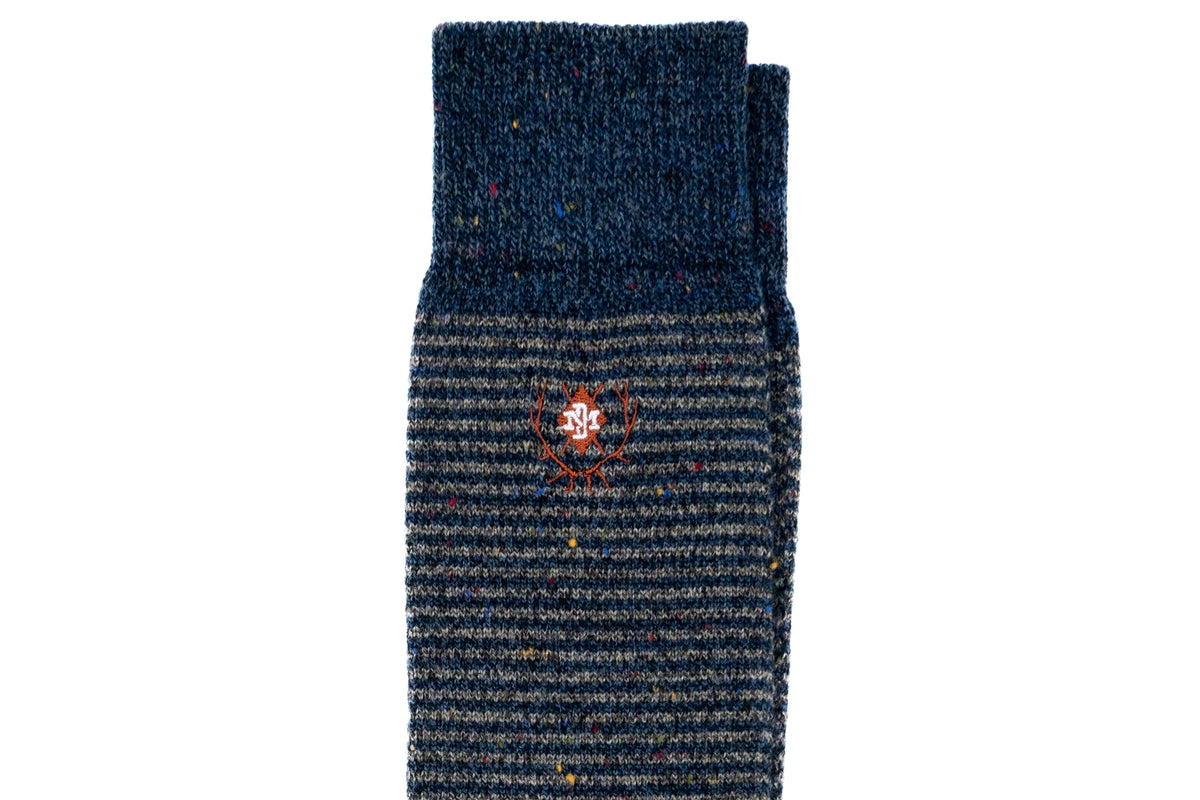 Martin Dingman - Stripe Alpaca Yarn Socks - Navy