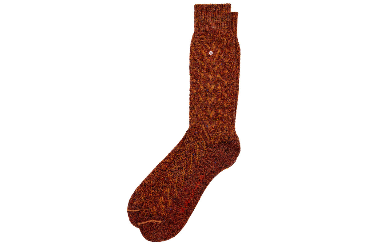 Martin Dingman - Chevron Alpaca Yarn Socks - Pumpkin