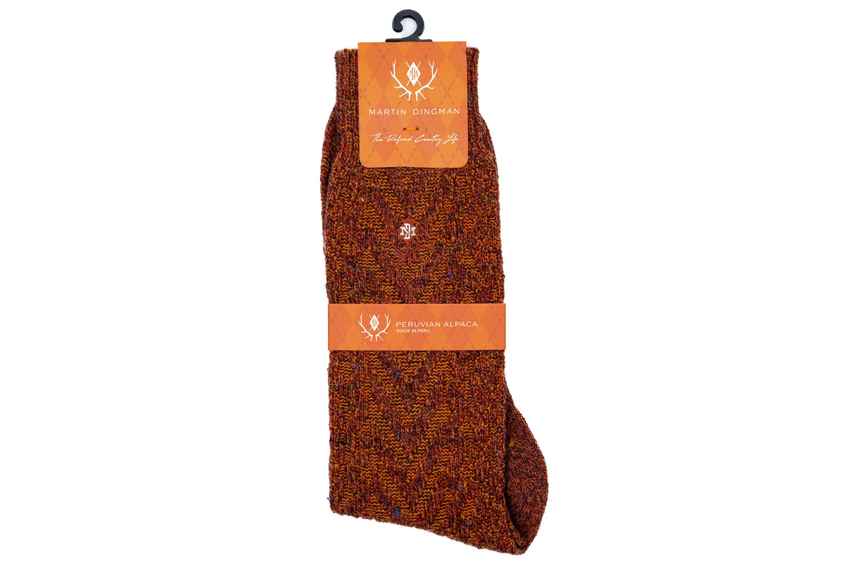 Martin Dingman - Chevron Alpaca Yarn Socks - Pumpkin