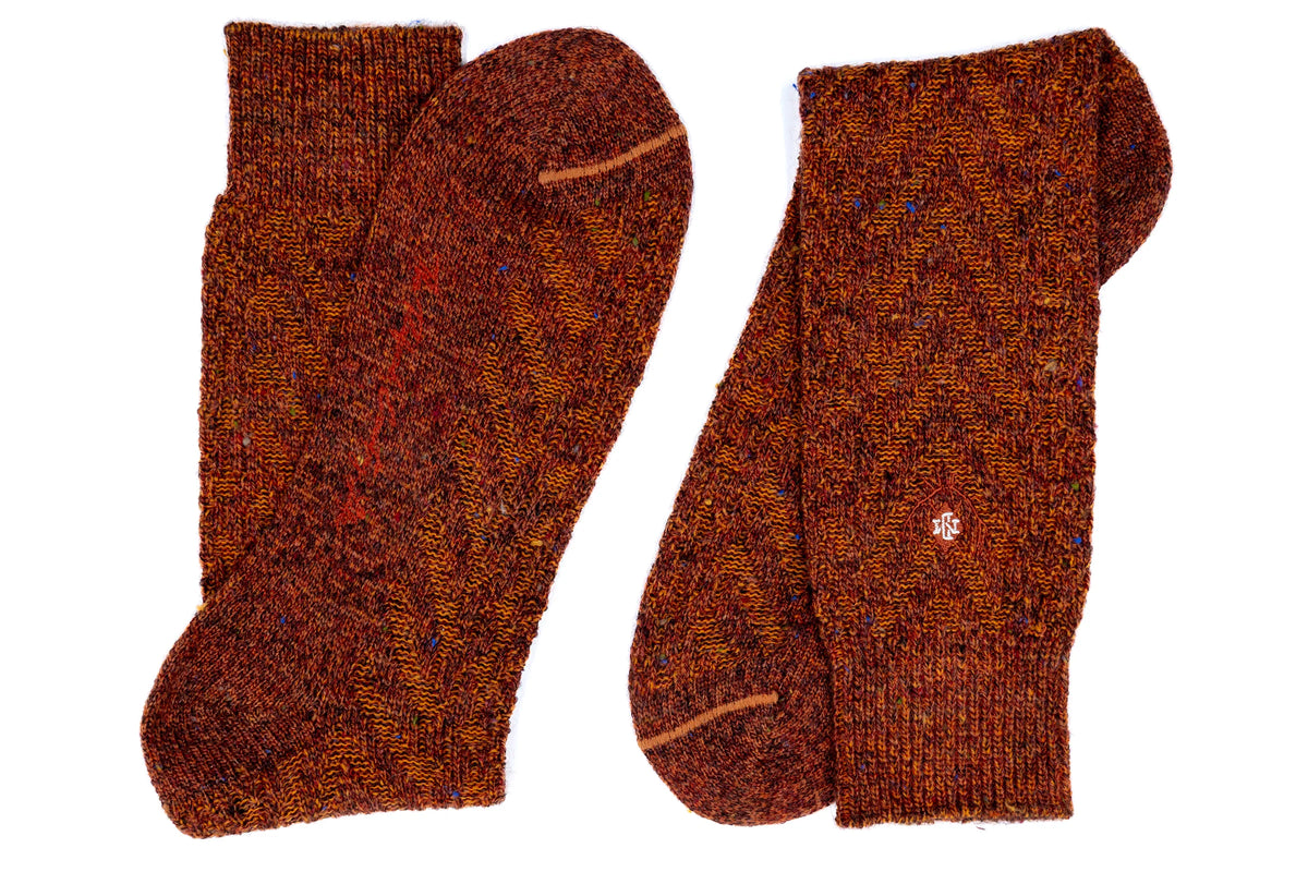 Martin Dingman - Chevron Alpaca Yarn Socks - Pumpkin