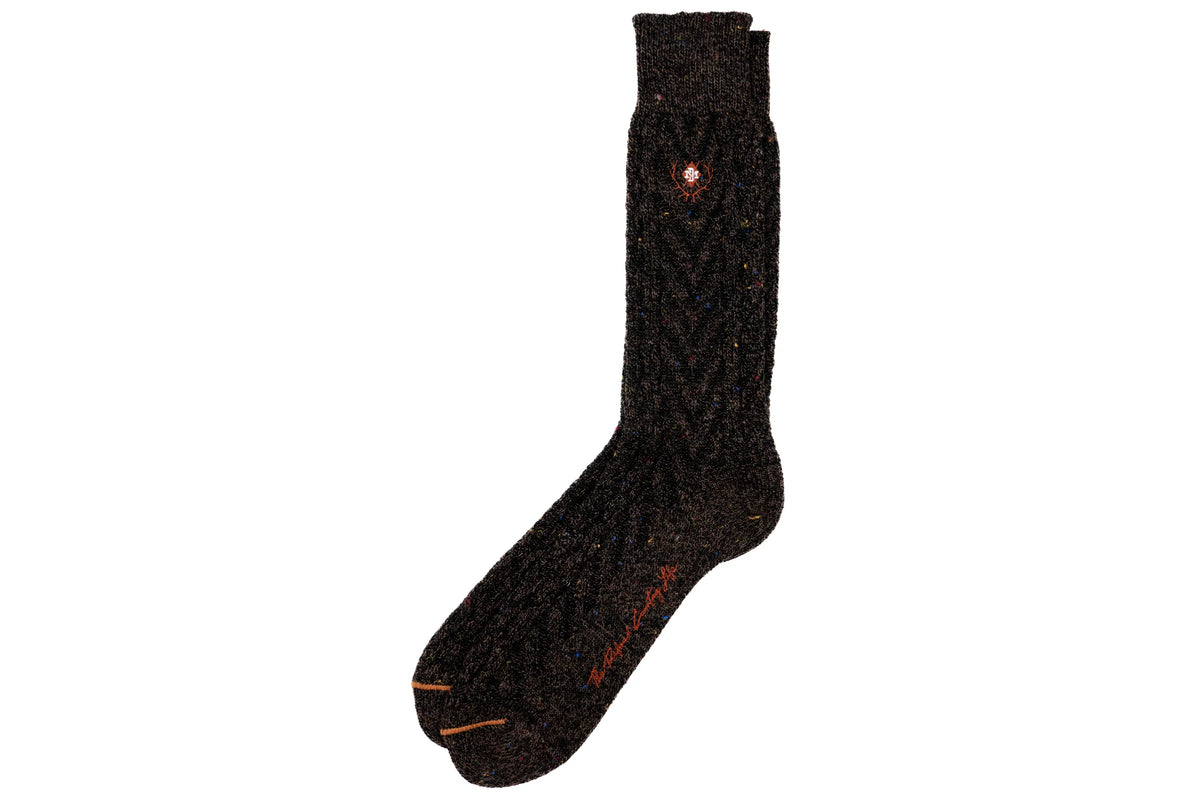 Martin Dingman - Chevron Alpaca Yarn Socks - Walnut