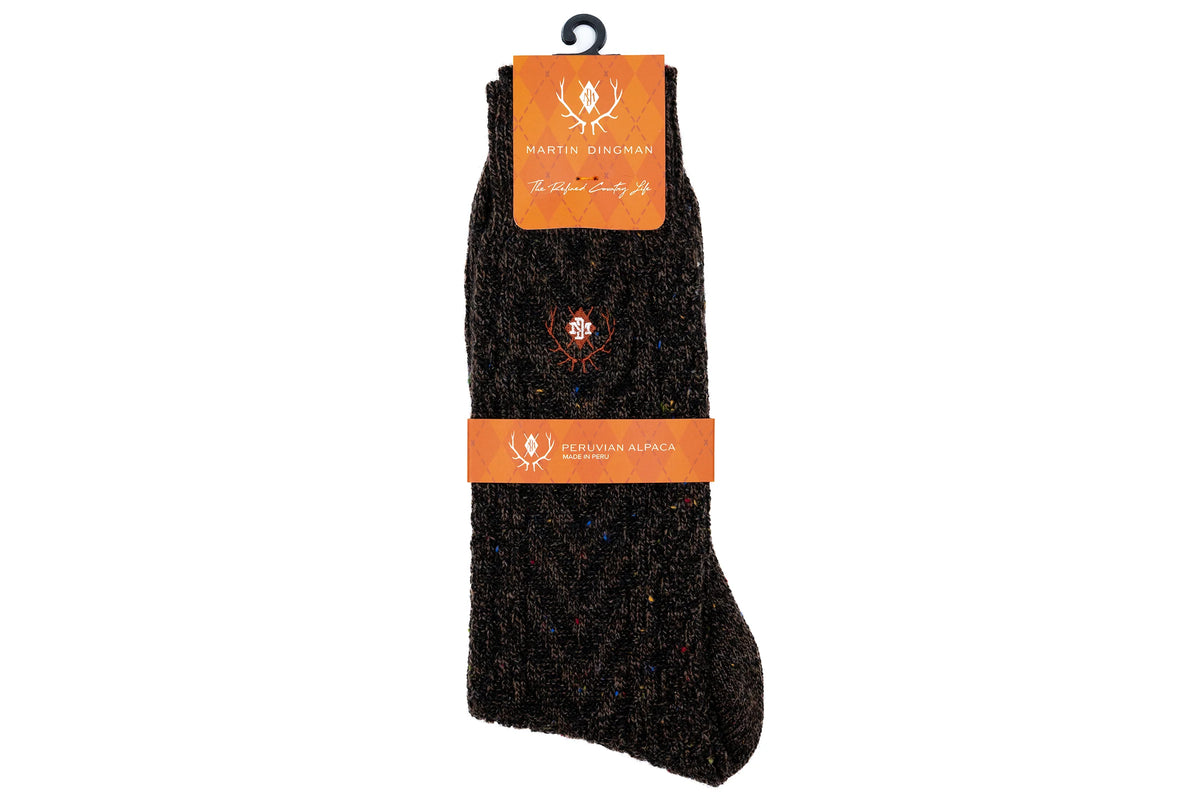 Martin Dingman - Chevron Alpaca Yarn Socks - Walnut
