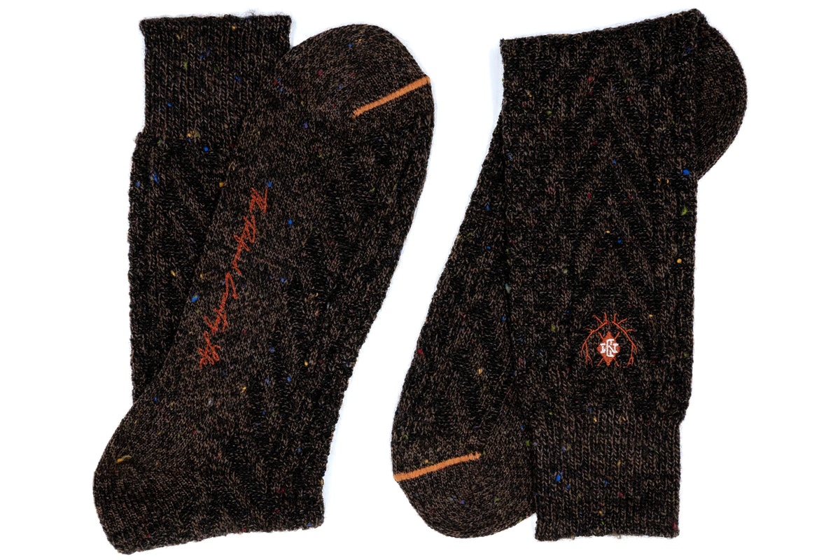 Martin Dingman - Chevron Alpaca Yarn Socks - Walnut