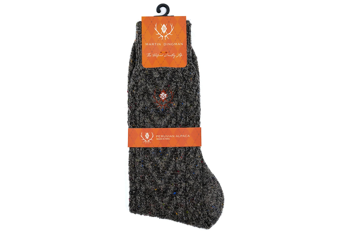 Martin Dingman - Chevron Alpaca Yarn Socks - Stone