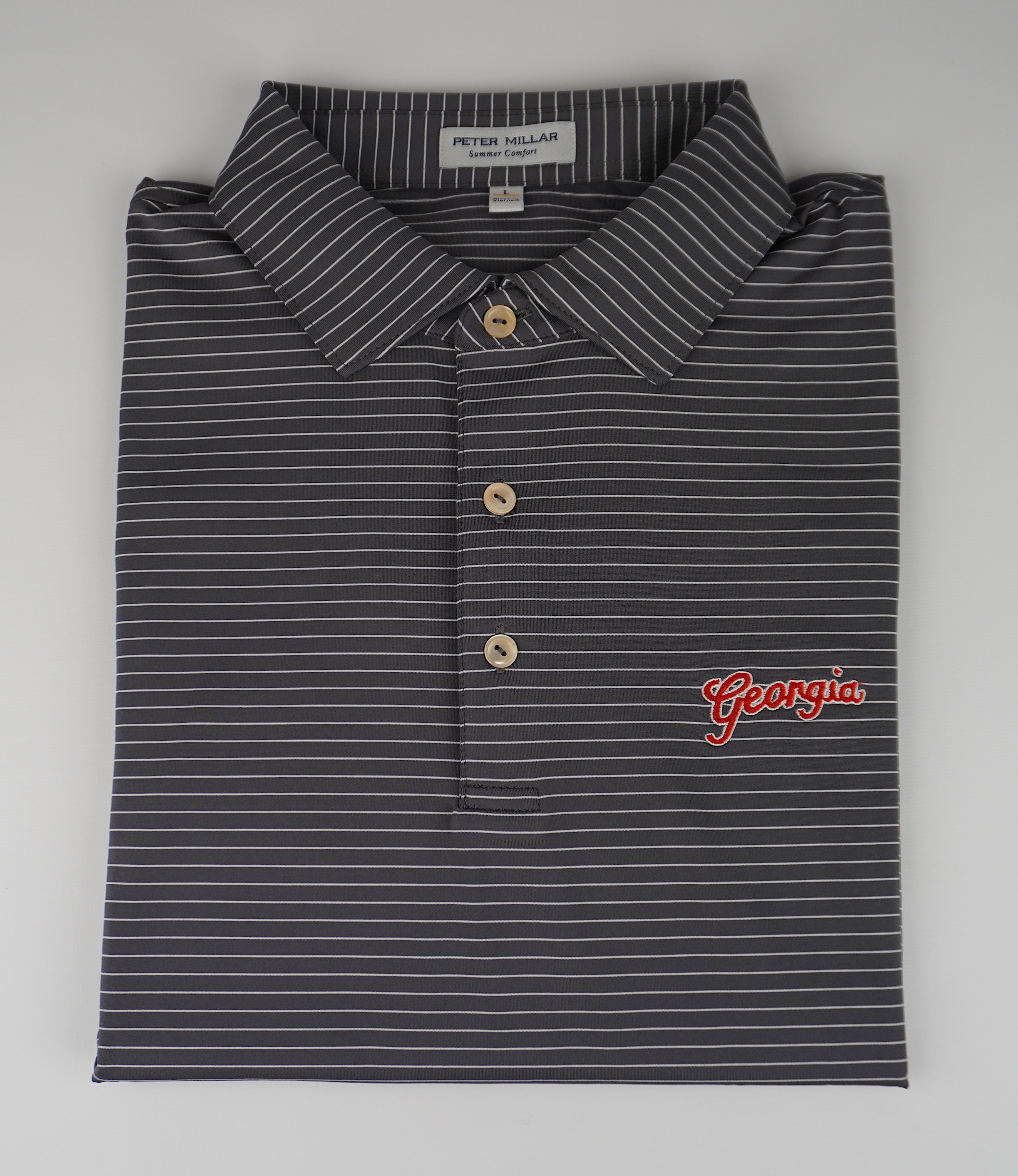Peter Millar - Georgia Script™ Hemlock Stripe Polo - Iron