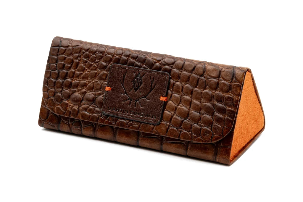 Martin Dingman - Sarasota Hand Finished Alligator Grain Eyeglass Case - Chestnut