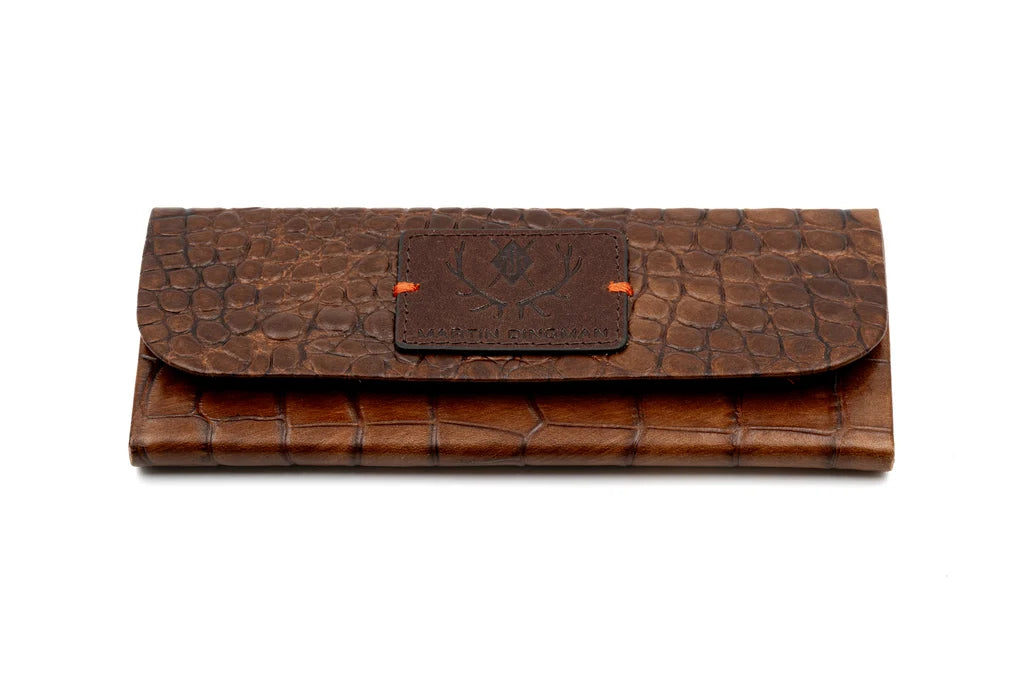 Martin Dingman - Sarasota Hand Finished Alligator Grain Eyeglass Case - Chestnut
