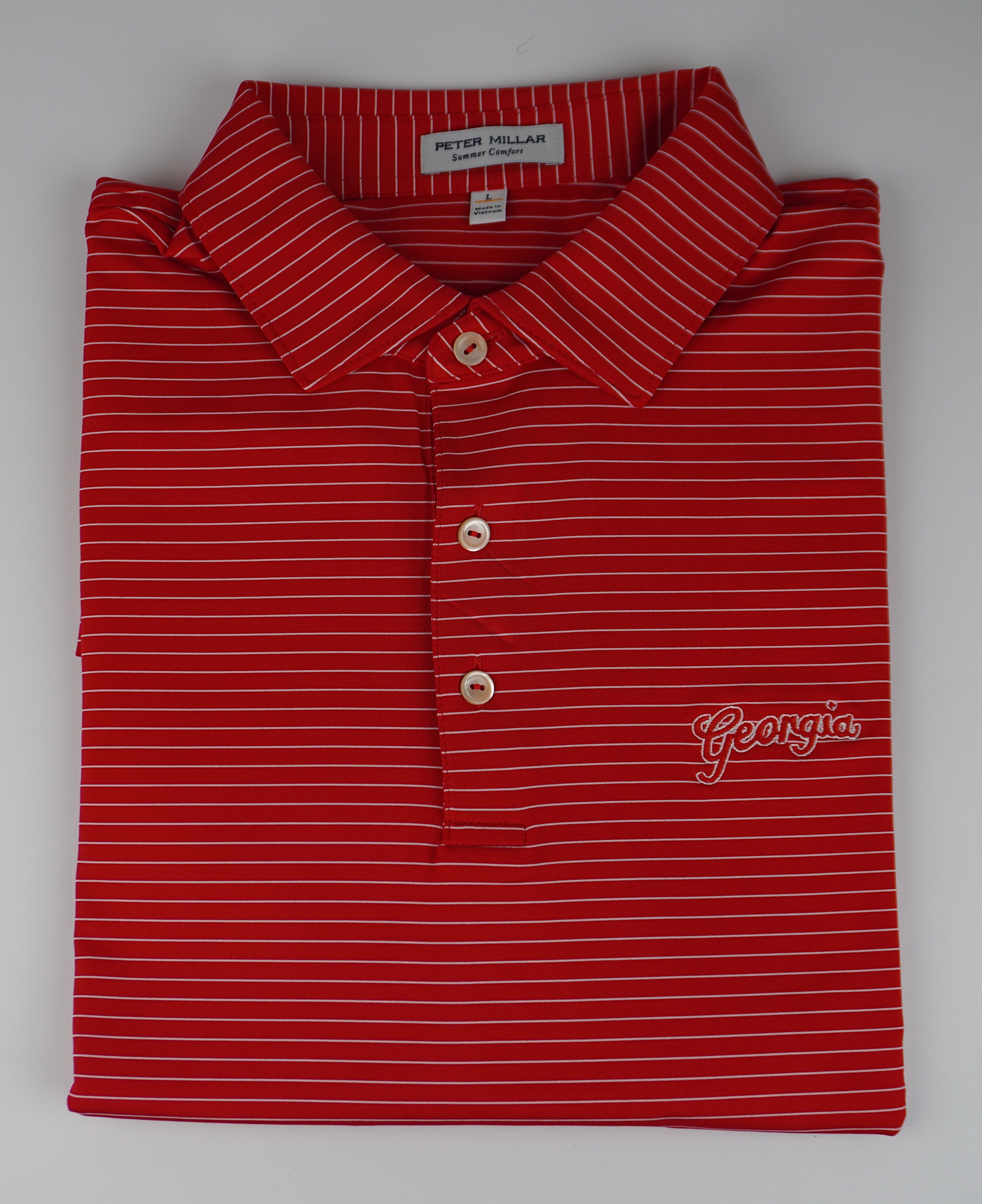 Peter Millar - Georgia Script™ Hemlock Stripe Polo - Red