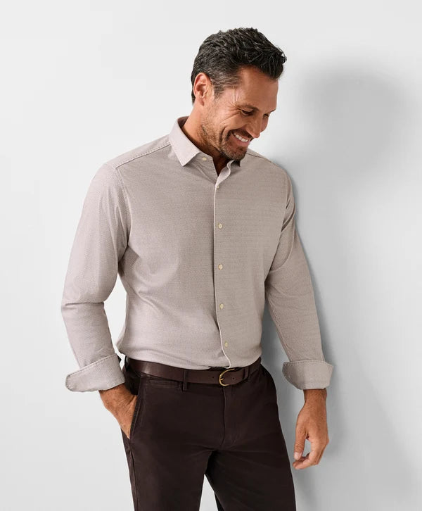David Donahue - Chocolate & White Check Knit Sport Shirt
