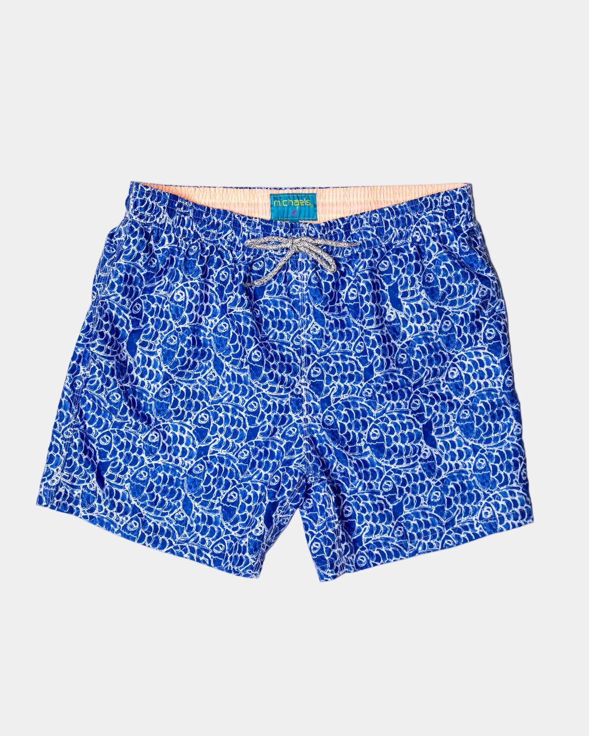 Michael's - Cyclist Liner Swim Trunks - Abstract Fish Navy