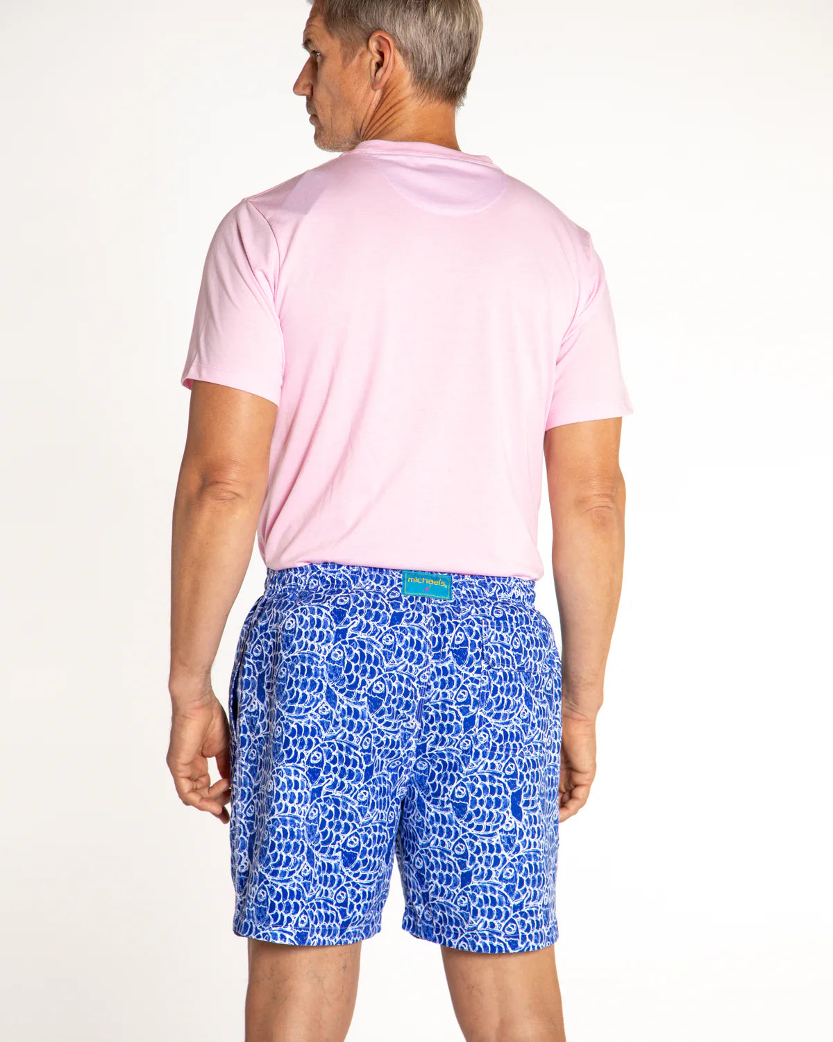 Michael's - Cyclist Liner Swim Trunks - Abstract Fish Navy