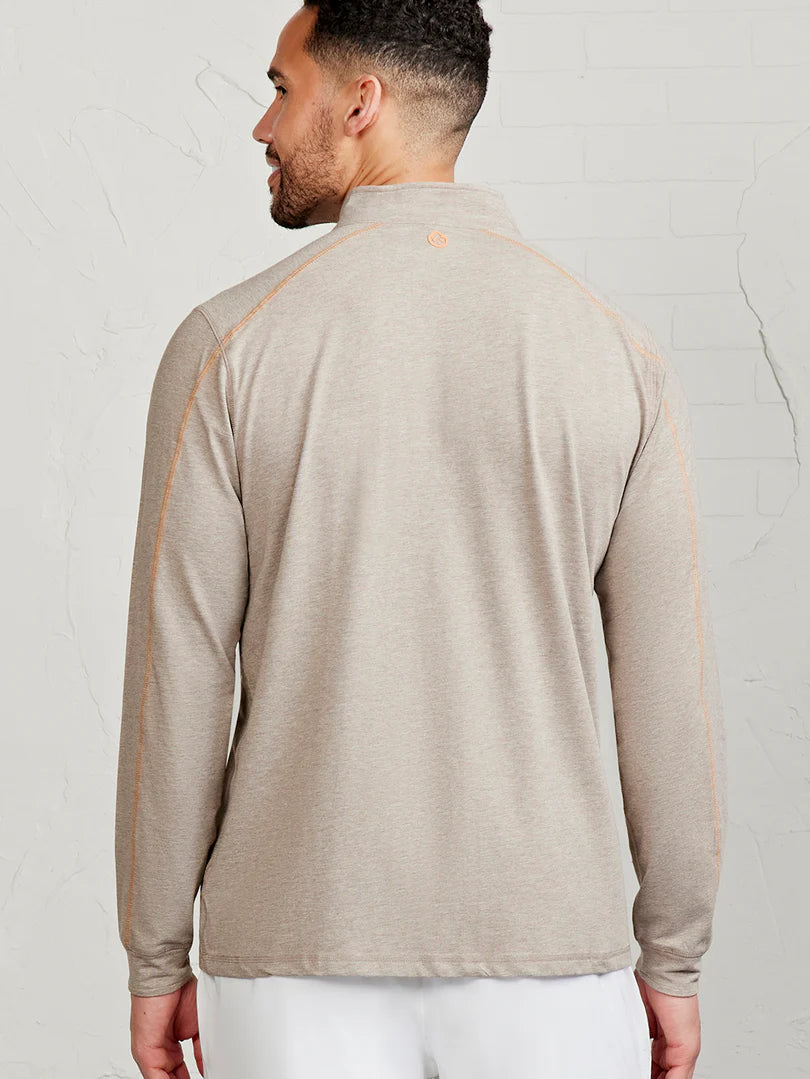 Tasc - Carrollton Lightweight Quarter Zip - Gray Oak Heather/Terra Heather