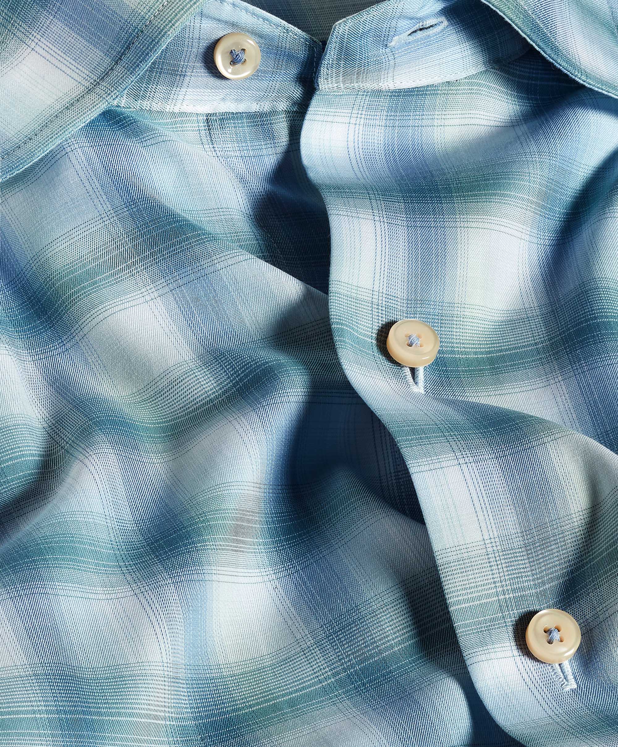 David Donahue - Blue & Green Twill Check Sport Shirt