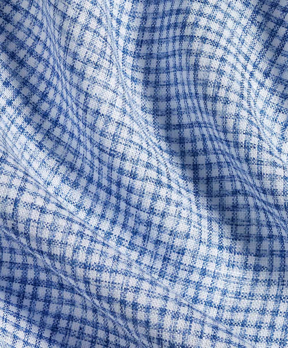 David Donahue - Navy Linen Check Sport Shirt
