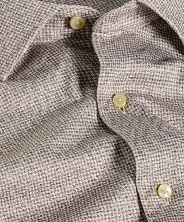 David Donahue - Chocolate & White Check Knit Sport Shirt