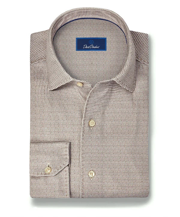 David Donahue - Chocolate & White Check Knit Sport Shirt