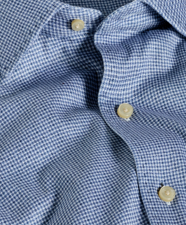 David Donahue - Navy & White Check Knit Sport Shirt