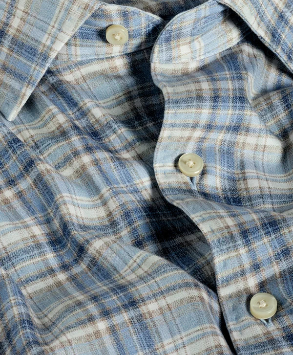 David Donahue - Dune & Blue Plaid Knit Sport Shirt