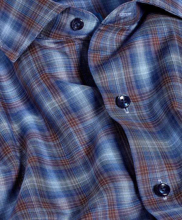 David Donahue - Navy & Chocolate Check Sport Shirt