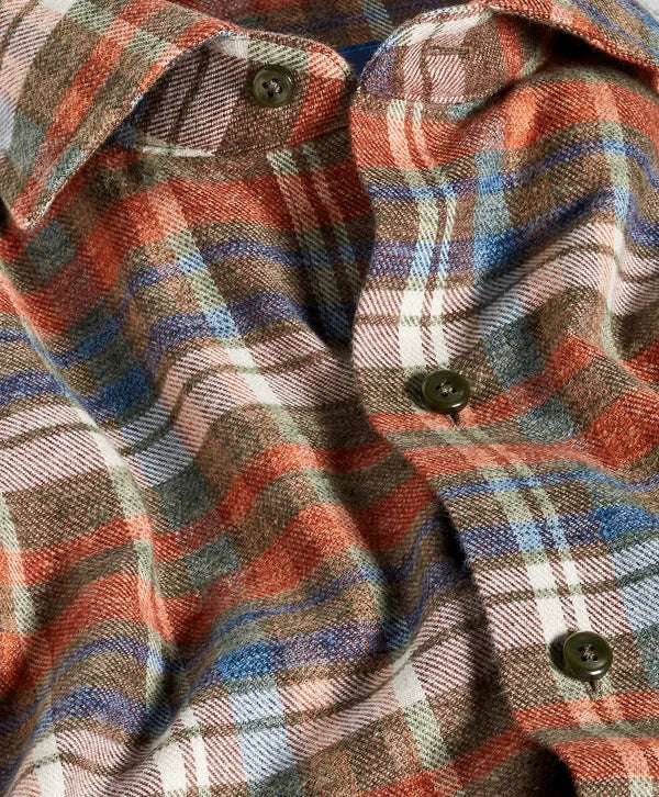 David Donahue - Spice & Multi Brushed Plaid Sport Shirt