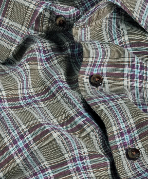 David Donahue - Olive & Multi Plaid Sport Shirt