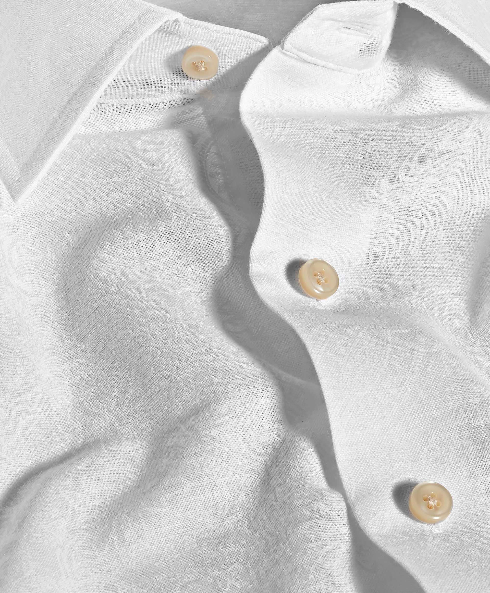 David Donahue - White Paisley Linen Blend Short Sleeve Shirt