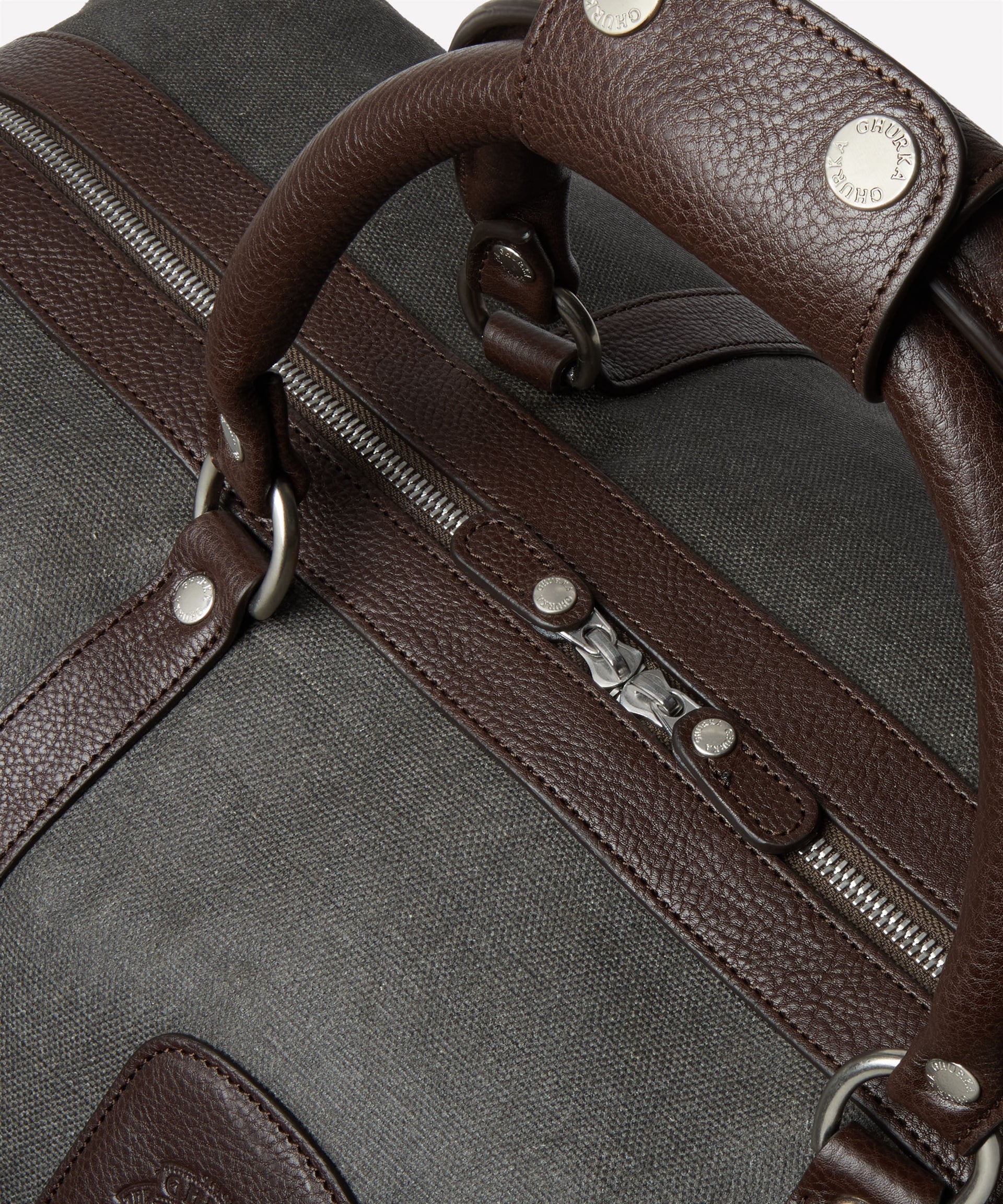 Ghurka - Cavalier II No.97 - Slate Coated Canvas & Vintage Walnut Leather