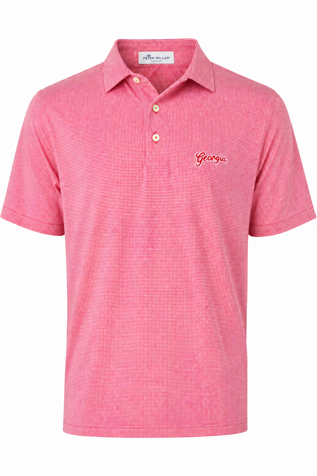 Peter Millar - Georiga Script Puppytooth Performance Jersey Polo - Red