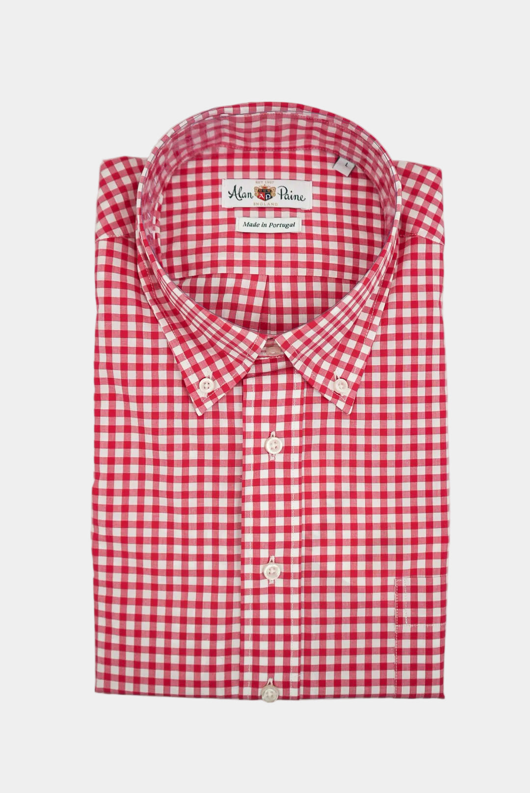 Alan Paine - Button Down Sports Shirt - Red Gingham