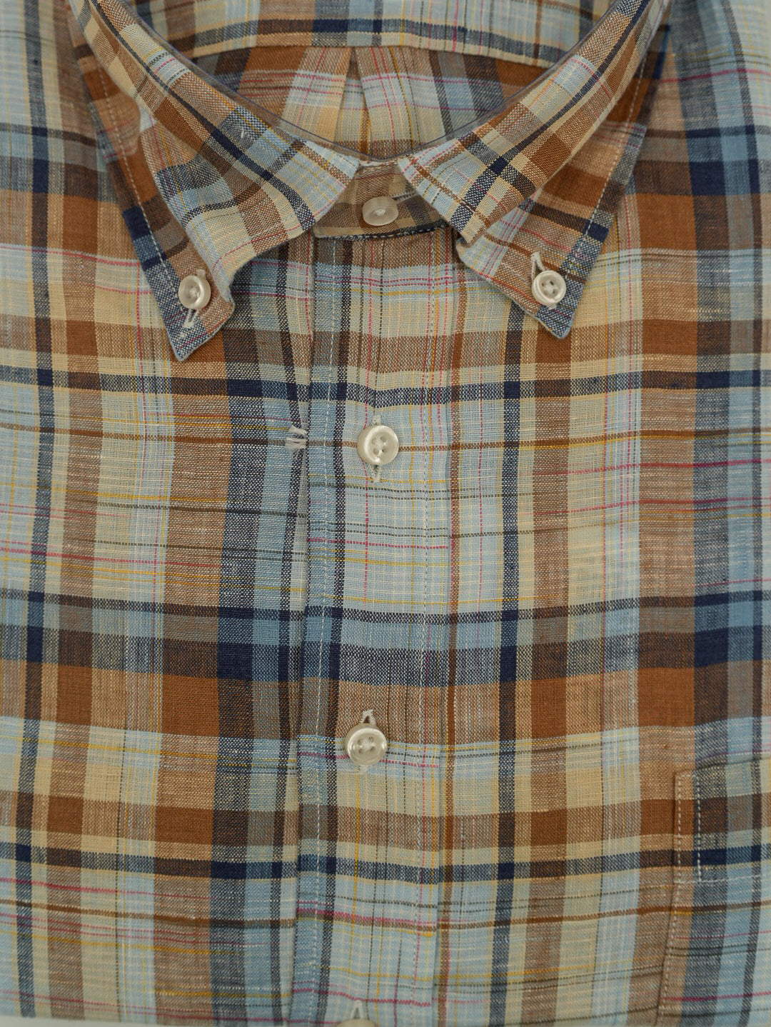 Alan Paine - Button Down Sports Shirt - Brown Plaid Mutli