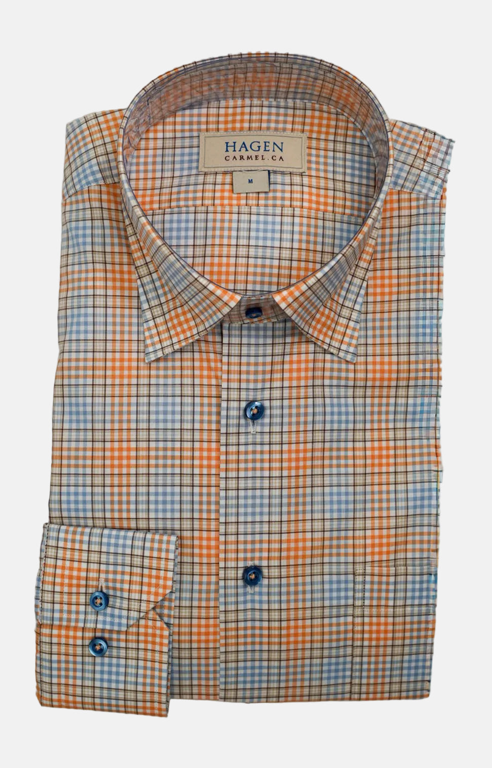 Hagen - Orange Multi Plaid Sports Shirt