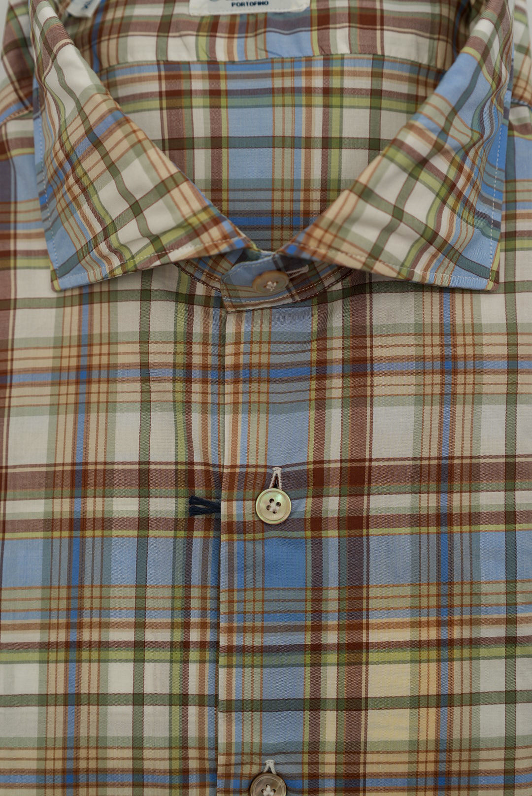 Giannetto - Cotton Check Sports Shirt - Blue, Brown, & Green Multi