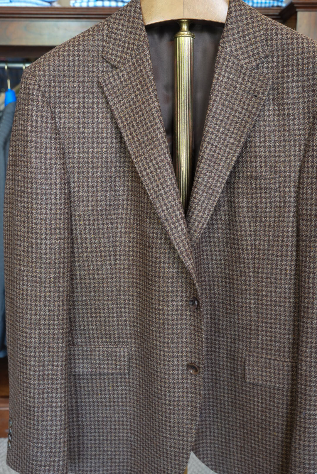 Jack Victor - Midland Sport Coat - Tan & Wine Houndstooth