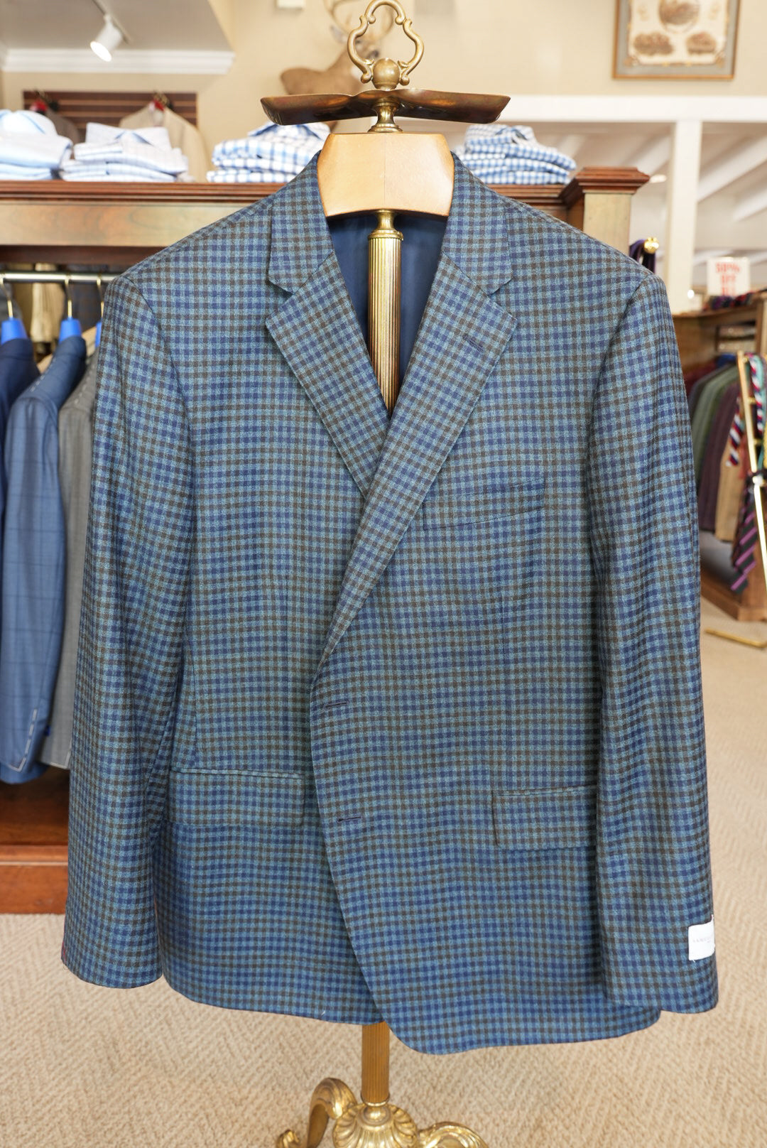 Samuelsohn - Teal Multi Check Sport Coat - 8T030R