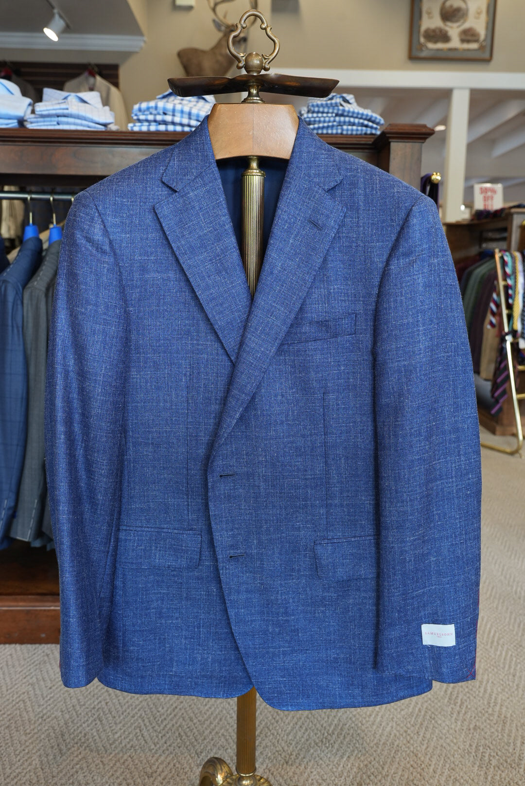 Samuelsohn - Wool, Silk and Linen Textured Jacket - Navy