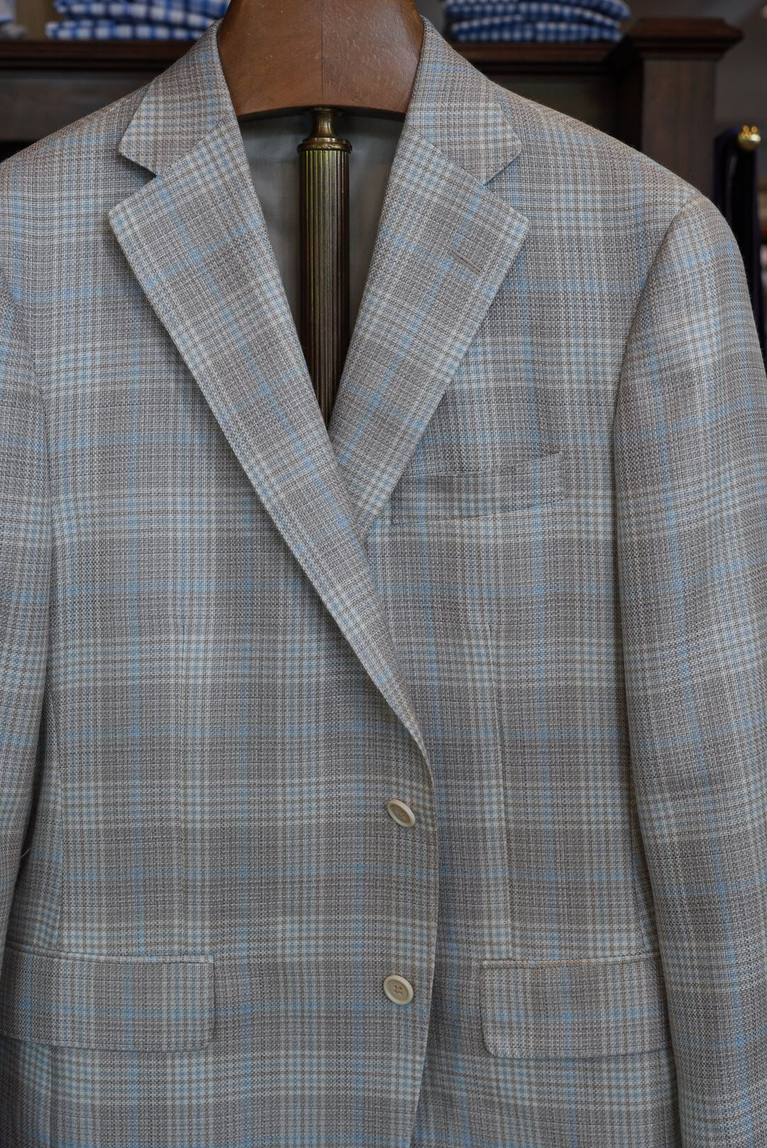 Samuelsohn - Tan & Sky Blue Plaid Sport Jacket