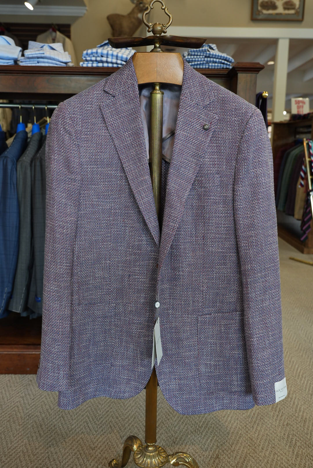 Jack Victor - Wine & Sky Blue Textured Sport Jacket