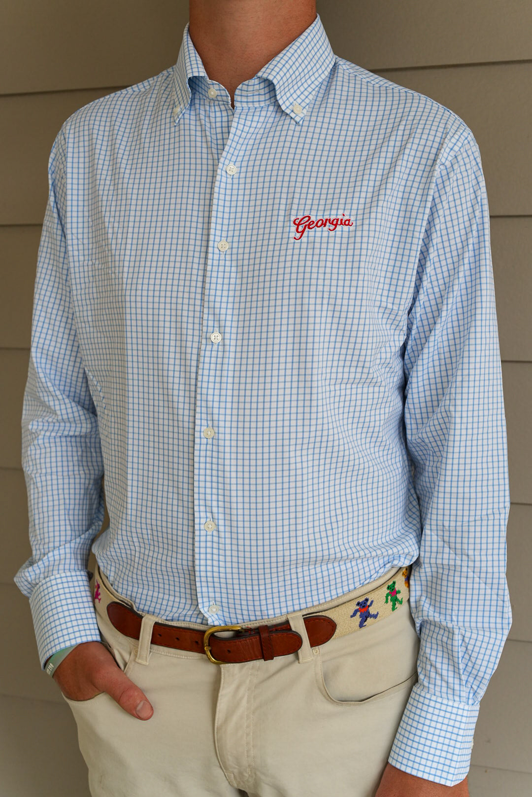 Peter Millar - Georgia Script Hanford Performance Twill Sport Shirt - Cottage Blue