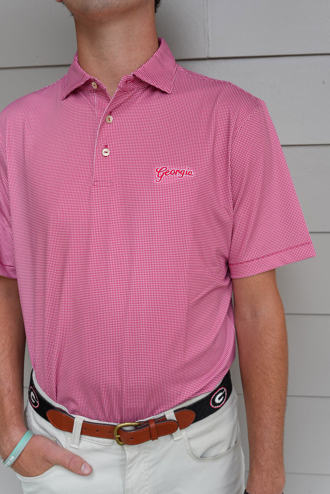 Peter Millar - Georgia Script Border Performance Jersey Polo - Red