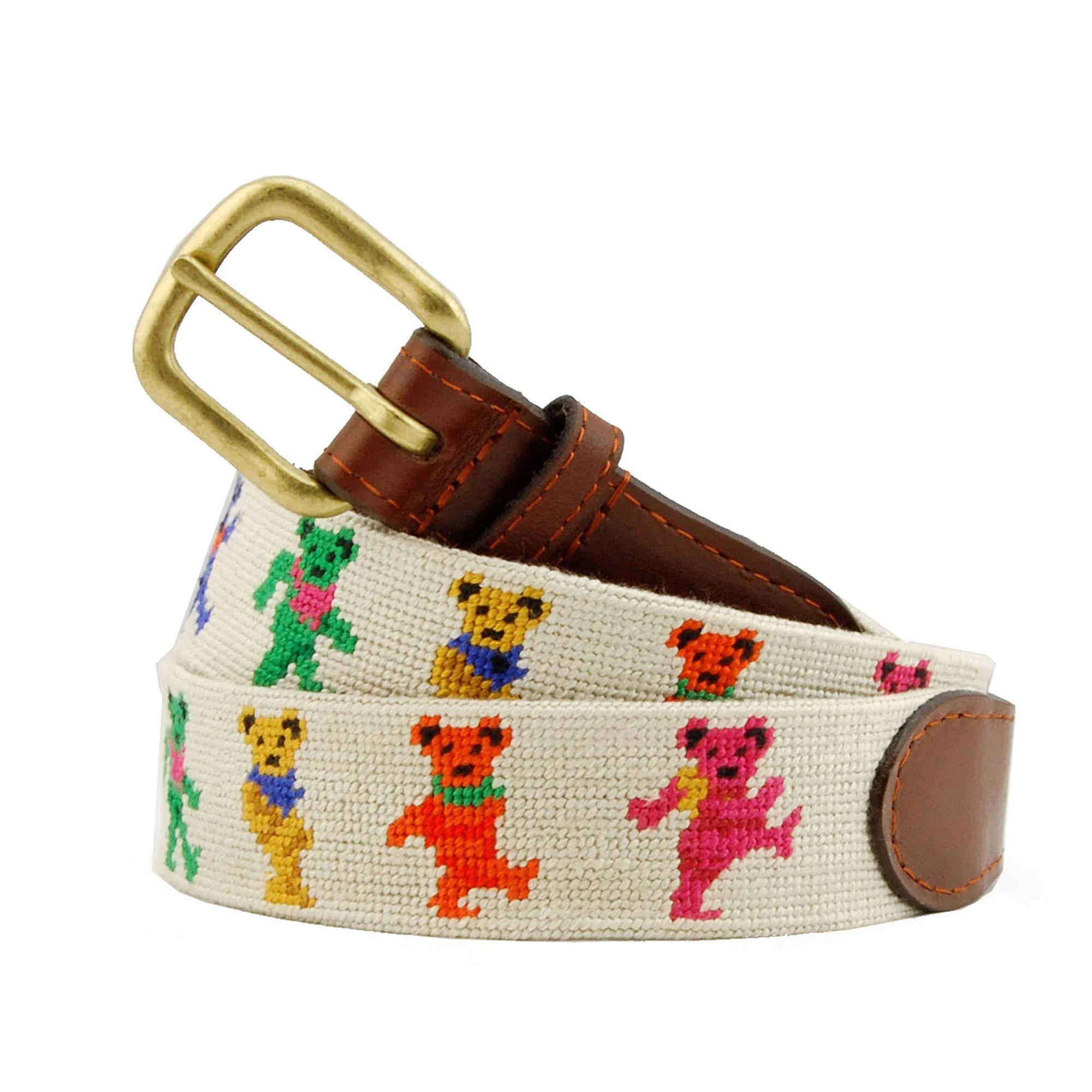 Smathers & Branson - Dancing Bears Oatmeal Needlepoint Belt