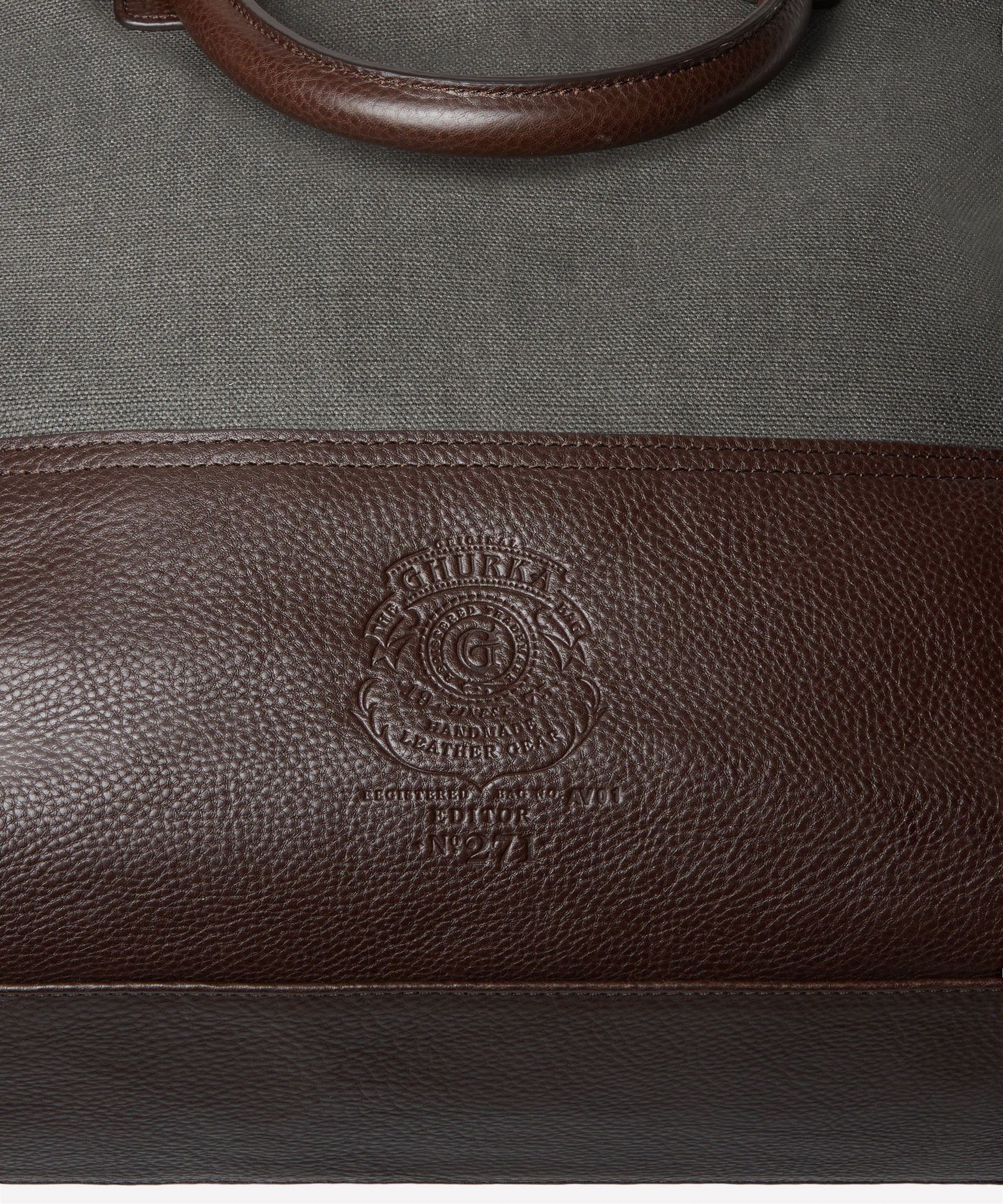 Ghurka - Editor No.271 - Slate Coated Canvas & Vintage Walnut Leather