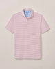 Pink striped polo shirt on a light beige background