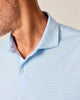 Light blue striped polo shirt worn by a person