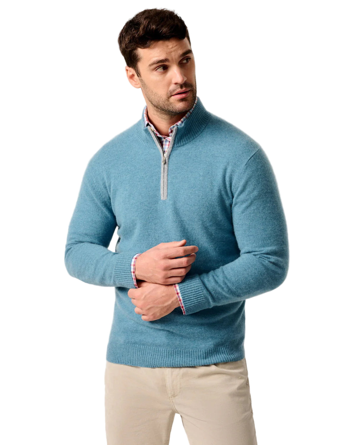 Johnnie O - Niccolo Top Shelf Cashmere 1/4 Zip Sweater - Isle