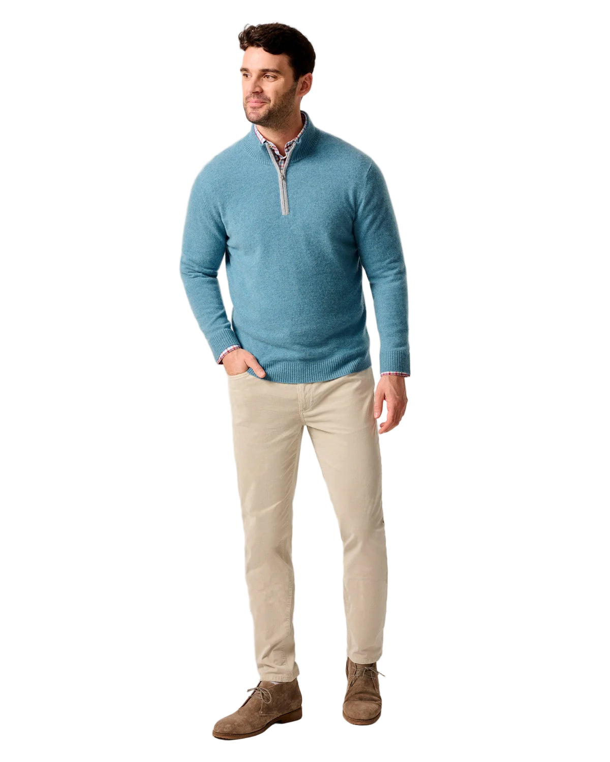 Johnnie O - Niccolo Top Shelf Cashmere 1/4 Zip Sweater - Isle