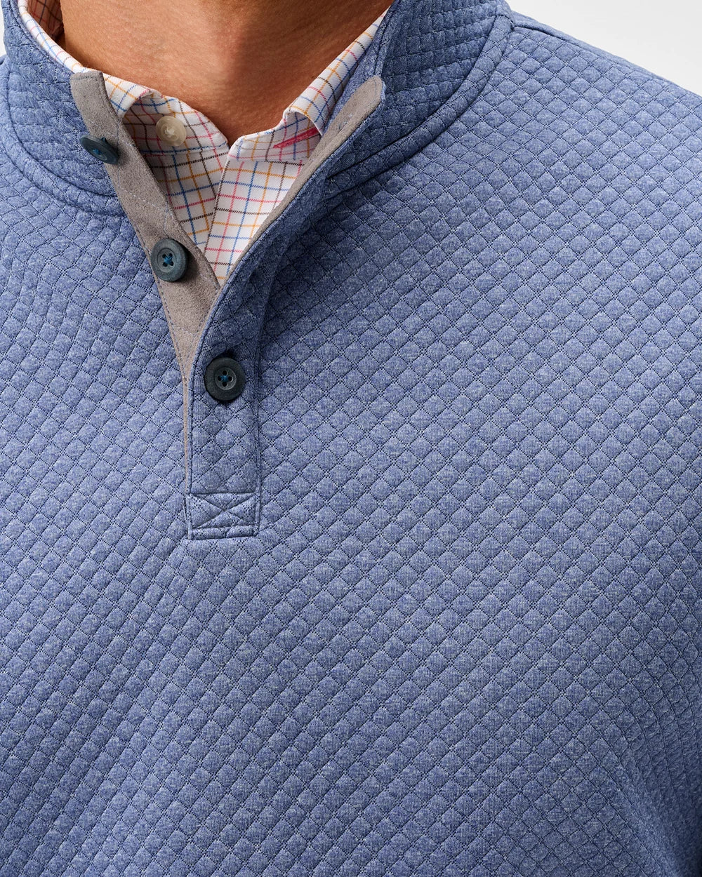 Johnnie O - Rockwells Diamond-Quilted Henley Pullover - Laguna Blue