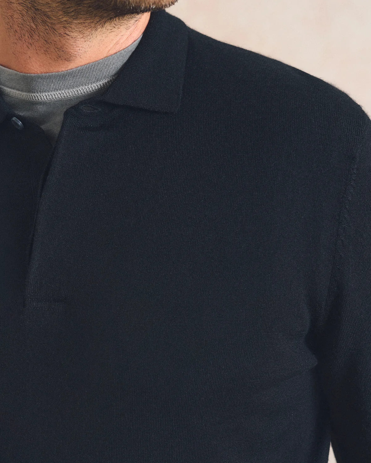 Johnnie O - Merino Blend Long Sleeve Polo - Black